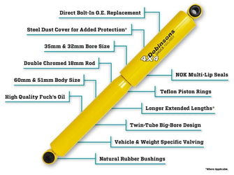 DOBINSONS NITRO GAS REAR SHOCKS FORD RANGER NEXT GEN