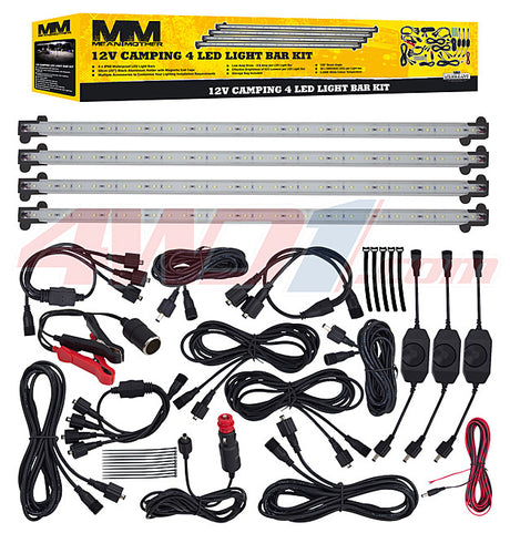 MEAN MOTHER 12V CAMPING SINGLE COLOUR 4 LED LIGHT BAR KIT