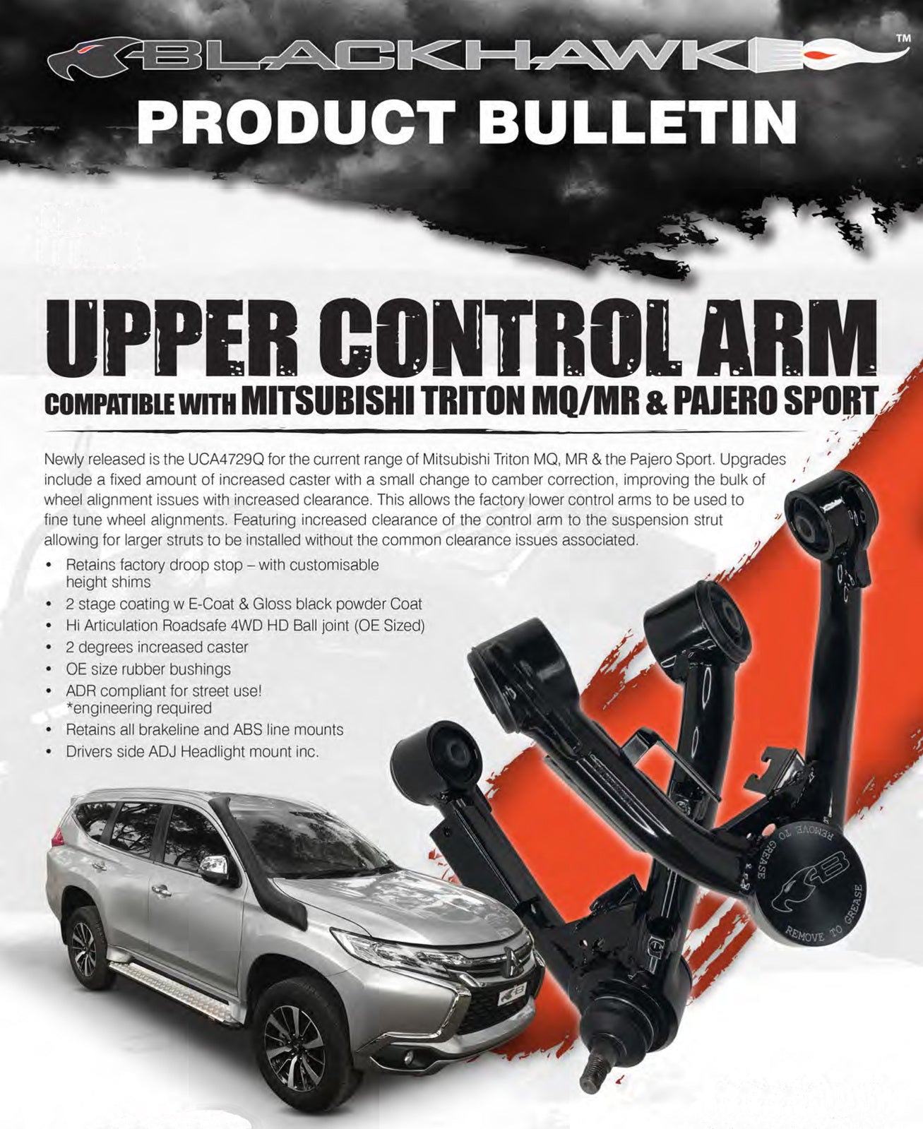 BLACKHAWK UPPER CONTROL ARMS MITSUBISHI TRITON MQ/MR